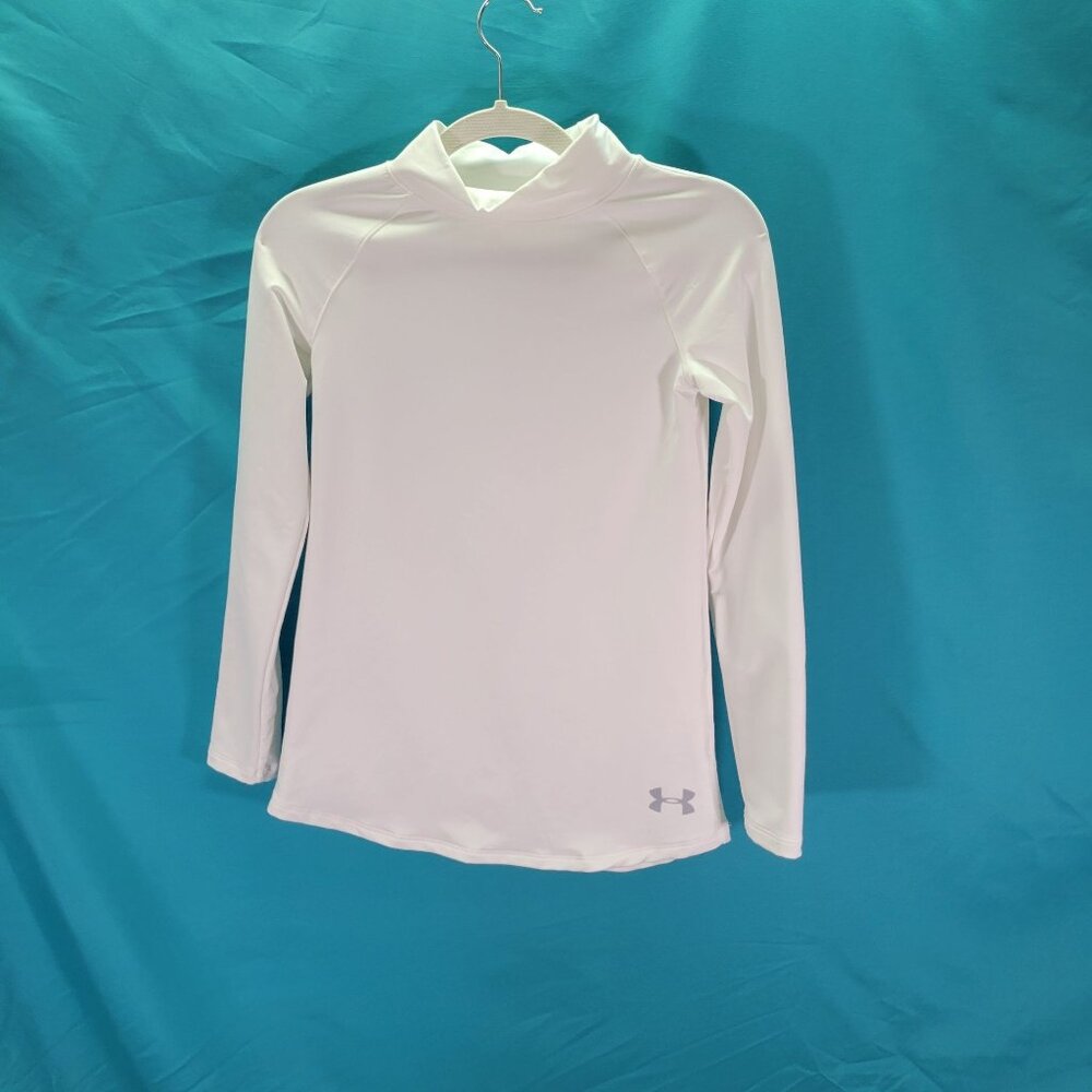 Under Armour Youth L White Long-Sleeve ColdGear Fitted Shirt